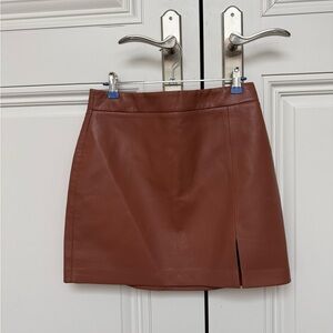 Wilfred Chestnut Mini Vegan Leather Skirt